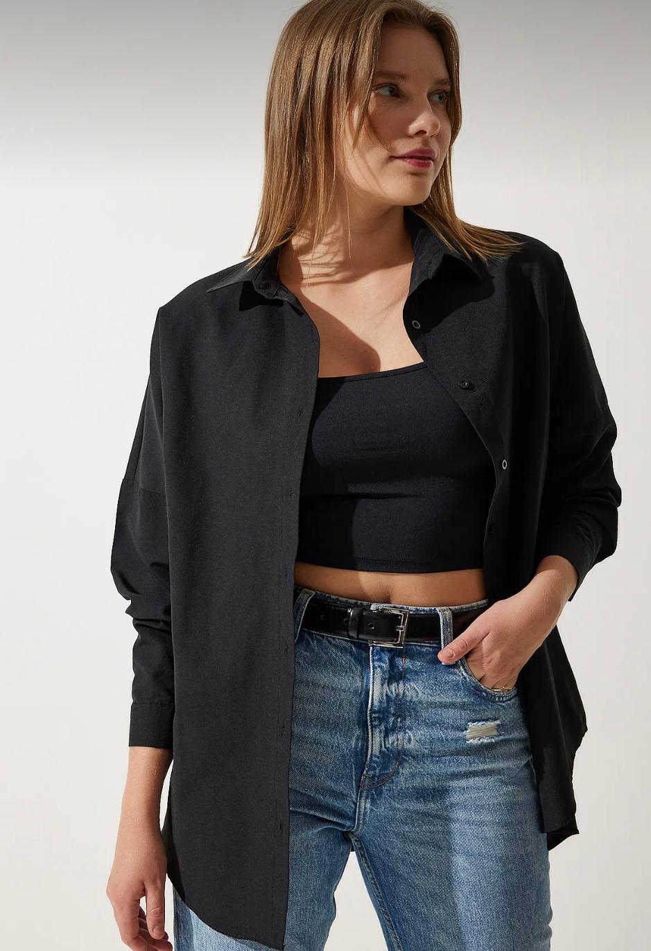 Oversize Gömlek Siyah